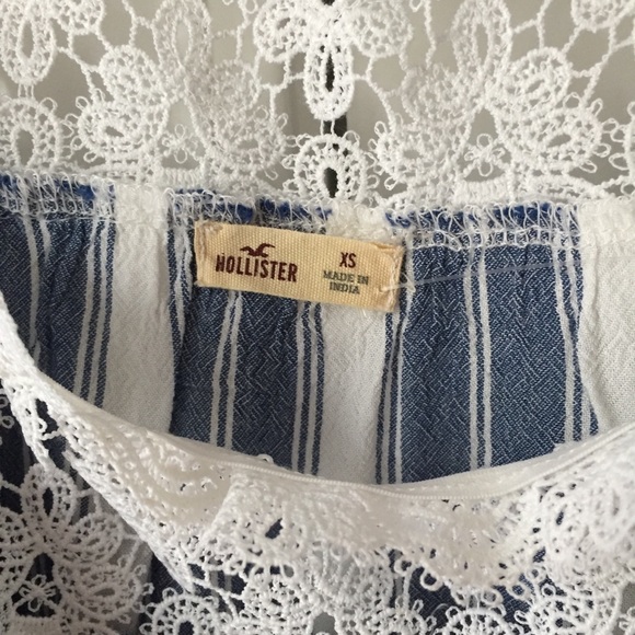 LIKE NEW blue and white off the shoulder crop top - Picture 6 of 8